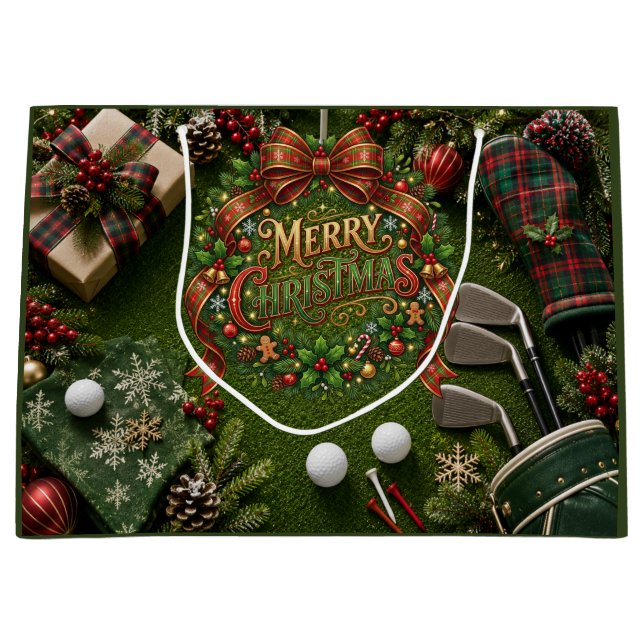 Grand Sac Cadeau Noël de golf vacances (Devant)