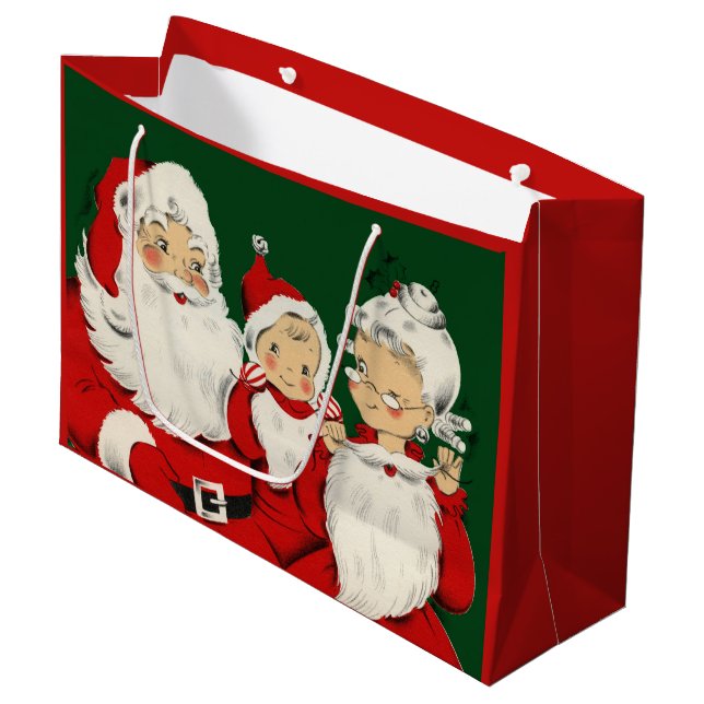 Grand Sac Cadeau Noël de la famille père Noël (Devant Angle)