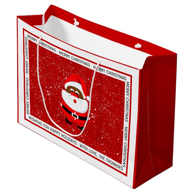 Grand Sac Cadeau Noel de Noël afro-américain (Devant Angle)