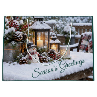 Grand Sac Cadeau Noël d'hiver enneigé