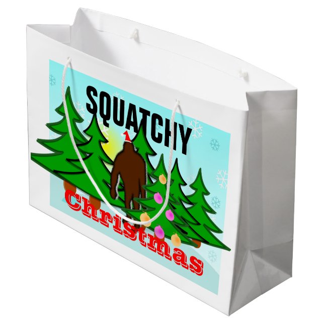 Grand Sac Cadeau Noël drôle Bigfoot de Squatchy de mauvais goût (Dos Angle)