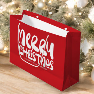 Grand Sac Cadeau Noël Joyeux et brillant type rétro Personnalisé
