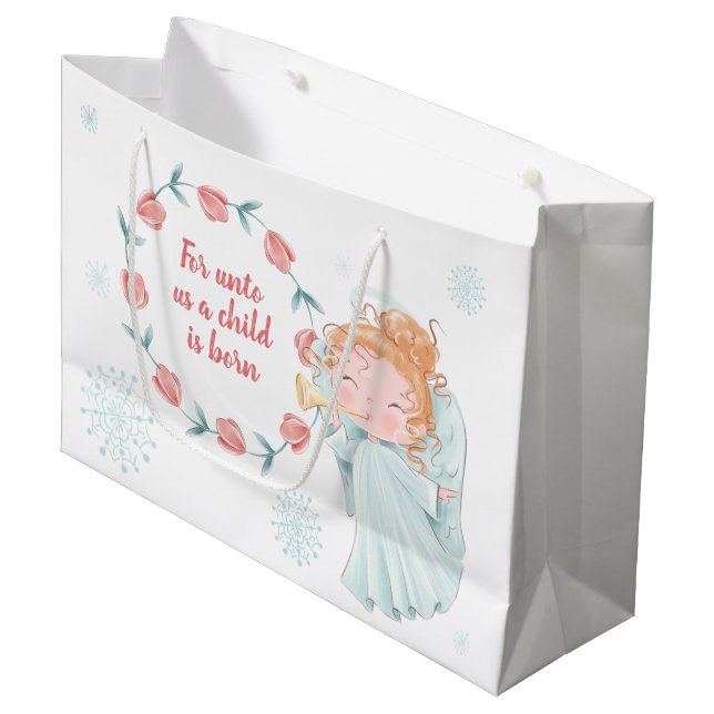 Grand Sac Cadeau Noël mignon Angel (Devant Angle)