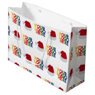Grand Sac Cadeau Noël Simple Business Logo Santa Hat
