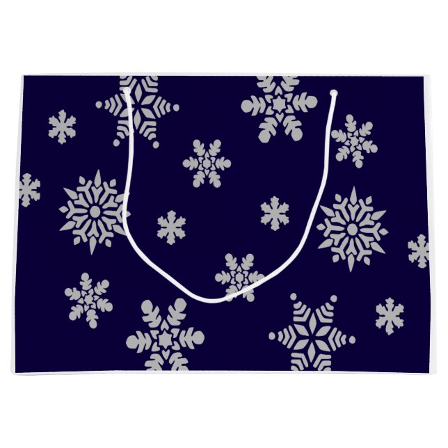 Grand Sac Cadeau Noël Snowflon de vacances Marine bleu (Devant)