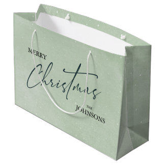 Grand Sac Cadeau Noël tendance moderne | Vert élégant
