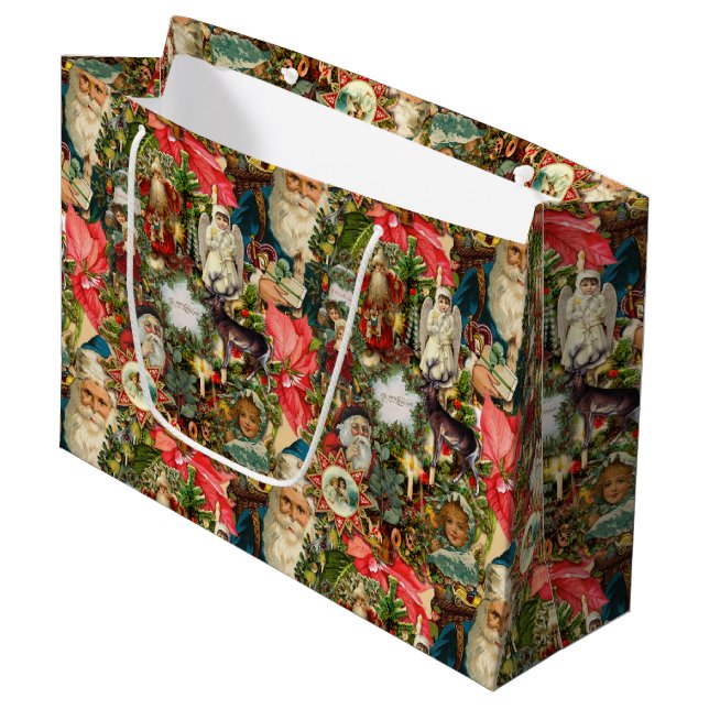 Grand Sac Cadeau Noël victorien  (Devant Angle)