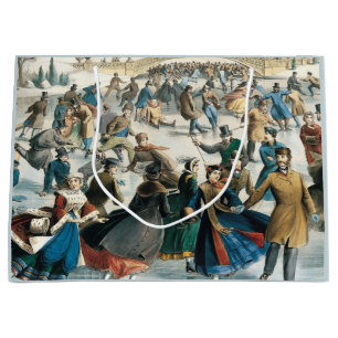 Grand Sac Cadeau Noël victorien Central Park Currier & Ives