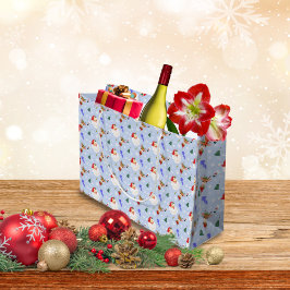 Grand Sac Cadeau Noël vintage Père Noël Et Reindeder