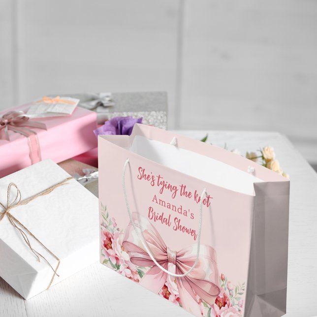 Grand Sac Cadeau Noeud papillon rose floral Shower de mariage (Créateur téléchargé)