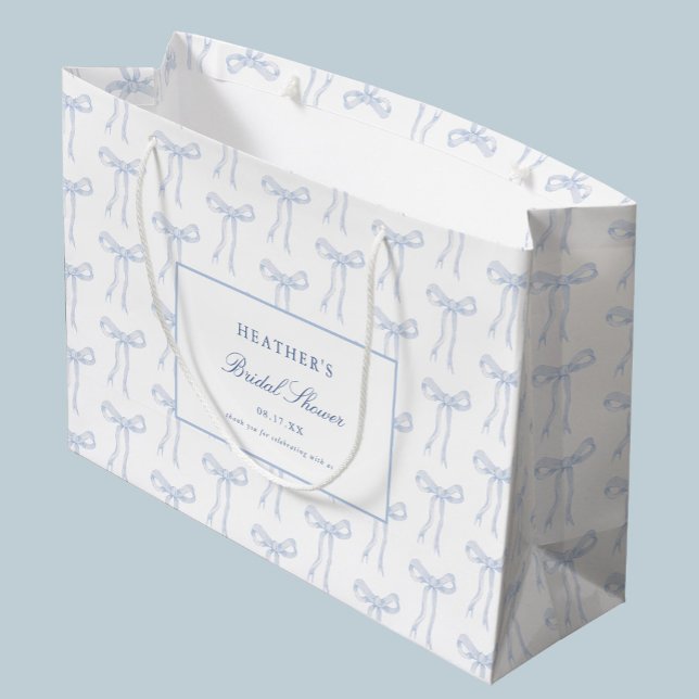 Grand Sac Cadeau Noeud Papillon Toile Bleu Mariage Toile Bleue Show (Créateur téléchargé)