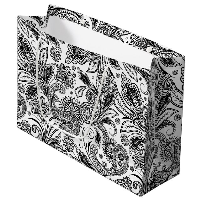 Grand Sac Cadeau Noir et blanc (Devant Angle)
