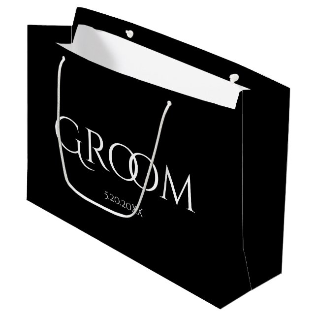 Grand sac cadeau noir et blanc de la chambre class (Devant Angle)