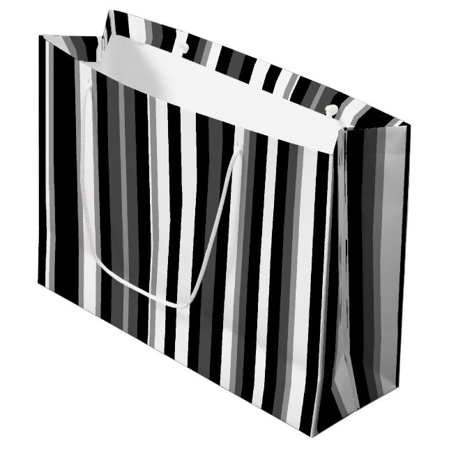 Grand Sac Cadeau Noir Et Blanc Gratté (Devant Angle)