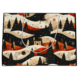 Grand Sac Cadeau Noir Noël - Maison