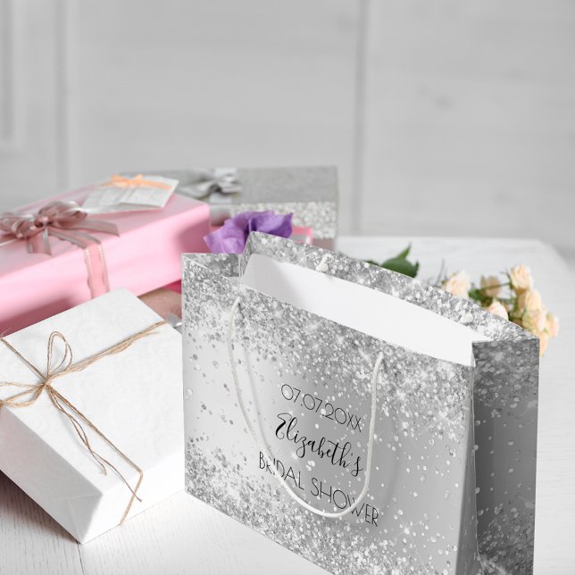 Grand Sac Cadeau Nom argent pour fête de mariage (Créateur téléchargé)