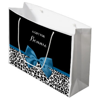 Grand Sac Cadeau Nom de la fille Empreinte de léopard joli ruban bl