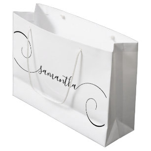 Grand Sac Cadeau Nom de la signature du boudin noir