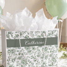 Nom de monogramme de toile vintage florale vert sa