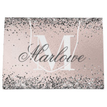 Nom de monogramme personnalisé argenté pailleté ro