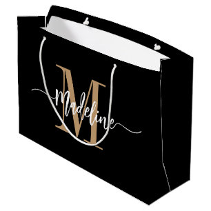 Grand Sac Cadeau Nom de monogramme personnalisé Flèches de script m