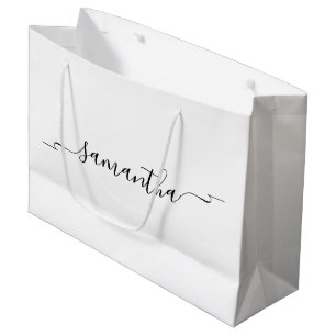 Grand Sac Cadeau Nom de signature de ruban à boucle