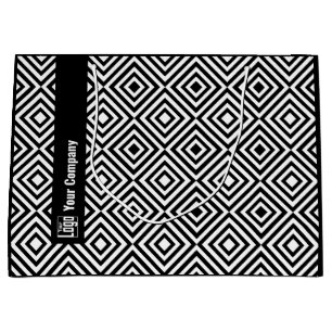 Grand Sac Cadeau Nom du logo de la société Motif noir et blanc soci