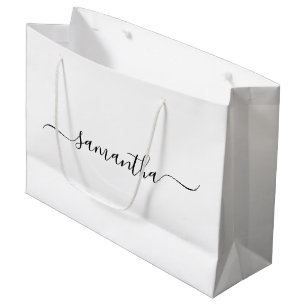 Grand Sac Cadeau Nom élégant en écriture calligraphique