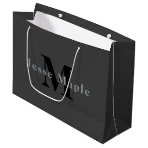 Grand Sac Cadeau Nom et monogramme   Dark Gray