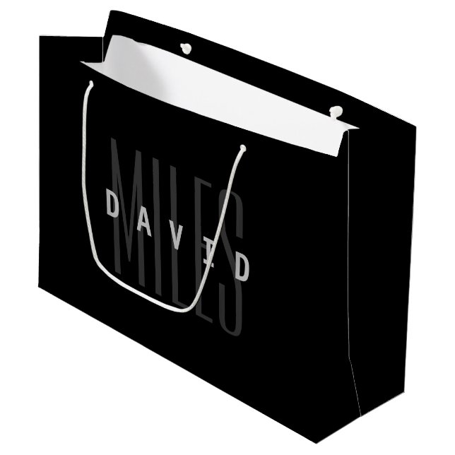 Grand Sac Cadeau Nom et prénom moderne qui se chevauchent (Devant Angle)