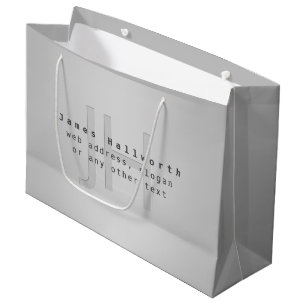 Grand Sac Cadeau Nom et slogan éditable moderne Dégradé gris