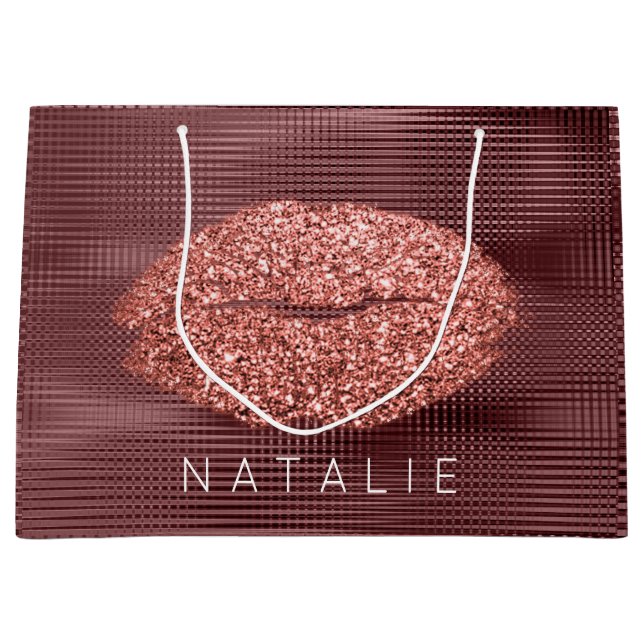 Grand Sac Cadeau Nom Grill Cuivre Métallurgique Baiser Parties scin (Devant)