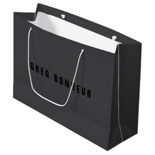 Grand Sac Cadeau Nom moderne ou autre modèle de texte   Gris foncé
