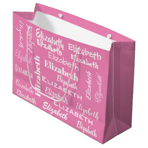Grand Sac Cadeau Nom Monogramme initial Pink Personnalisé Cadeau
