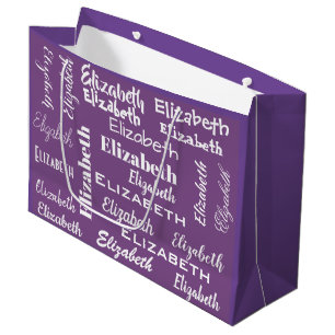 Grand Sac Cadeau Nom Monogramme initial Purple Cadeau personnalisé
