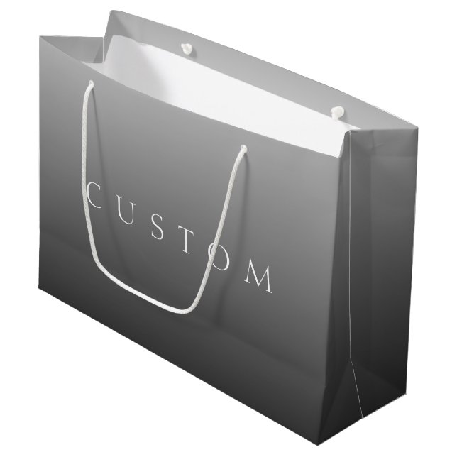 Grand Sac Cadeau Nom ou mot classique | Gris dégradé (Devant Angle)