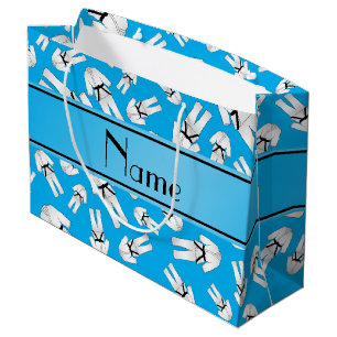 Grand Sac Cadeau Nom personnalisé ciel bleu karaté motif