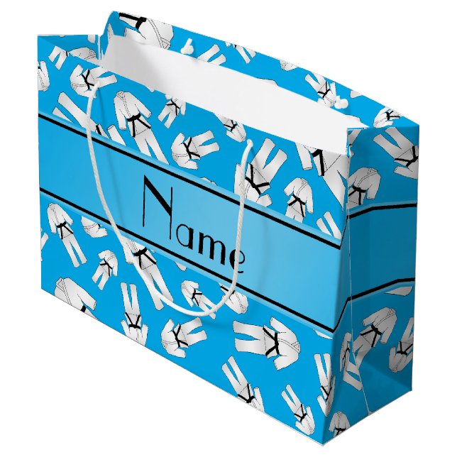 Grand Sac Cadeau Nom personnalisé ciel bleu karaté motif (Dos Angle)