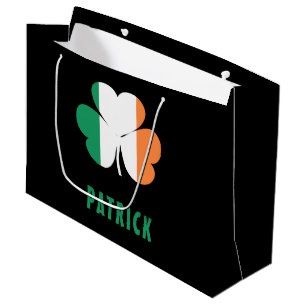 Grand Sac Cadeau Nom personnalisé Irlande celtique Trèfle Drapeau i
