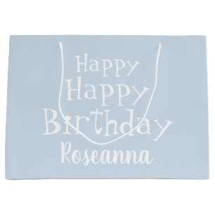 Grand Sac Cadeau Nommé Joyeux Anniversaire Pastel Bleu Grand Cadeau