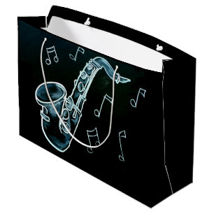 Grand Sac Cadeau Notes de saxophone et de musique