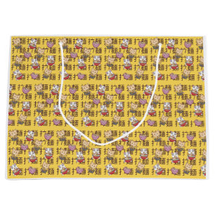 Grand Sac Cadeau Nourriture Japonaise Kawaii Anime Chat Ramen Nouil