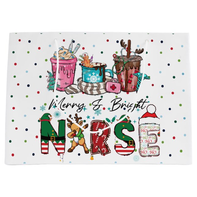 Grand Sac Cadeau Nourriture Noël avec arbre de Noël (Devant)