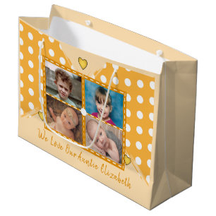 Grand Sac Cadeau Nous aimons nos photos Tante embrasser Jaune anniv