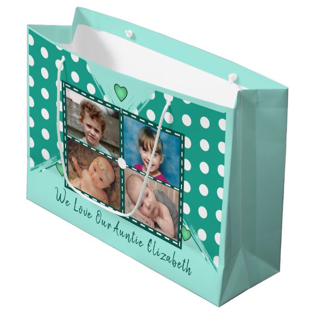 Grand Sac Cadeau Nous aimons nos photos Tante embrasser l'anniversa (Devant Angle)