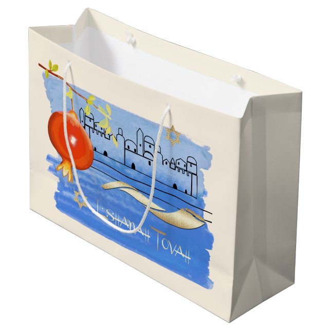 Grand Sac Cadeau Nouvel An juif | Rosh Hashanah (Devant Angle)