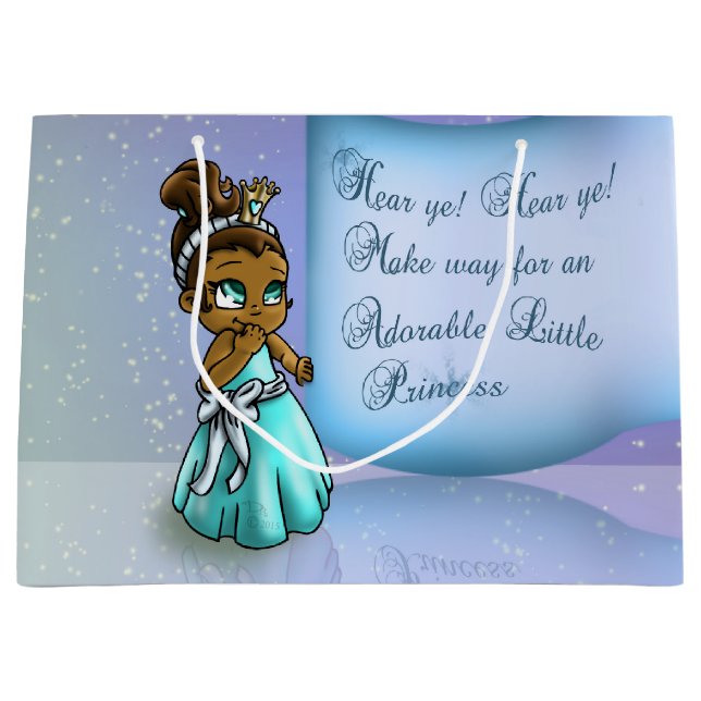 Grand Sac Cadeau Nouvel anniversaire de la mignonne princesse noire (Devant)