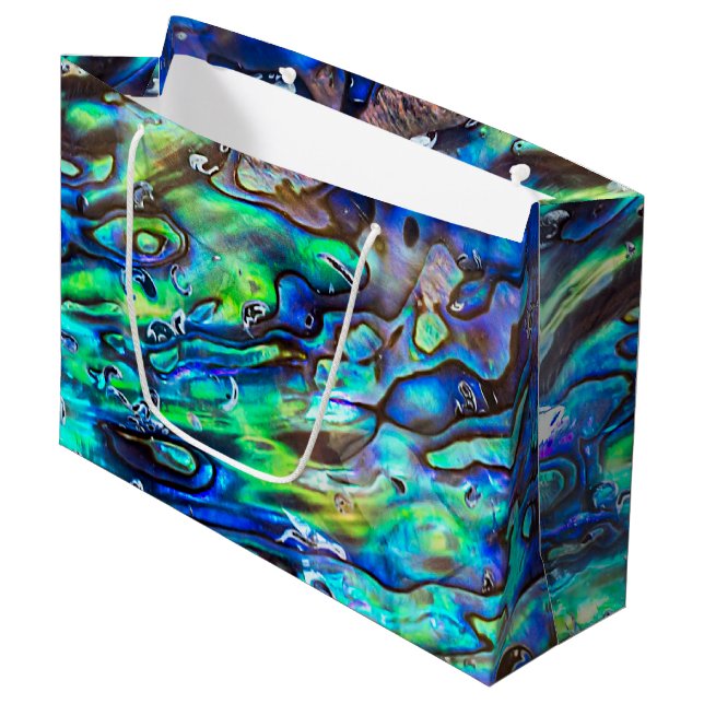 Grand Sac Cadeau Nouvelle-Zélande Abalone Paua Shell Motif 1 (Devant Angle)