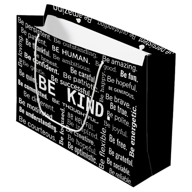 Grand Sac Cadeau Nuage de mots Soyez Gentil (Devant Angle)