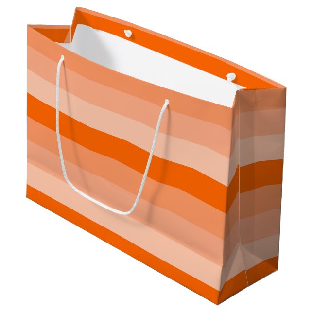 Grand Sac Cadeau Nuances de rayures orange (Devant Angle)